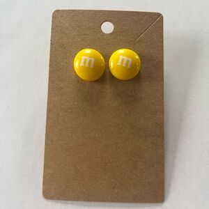 2/$15- Yellow M&M Stud Earrings Handmade